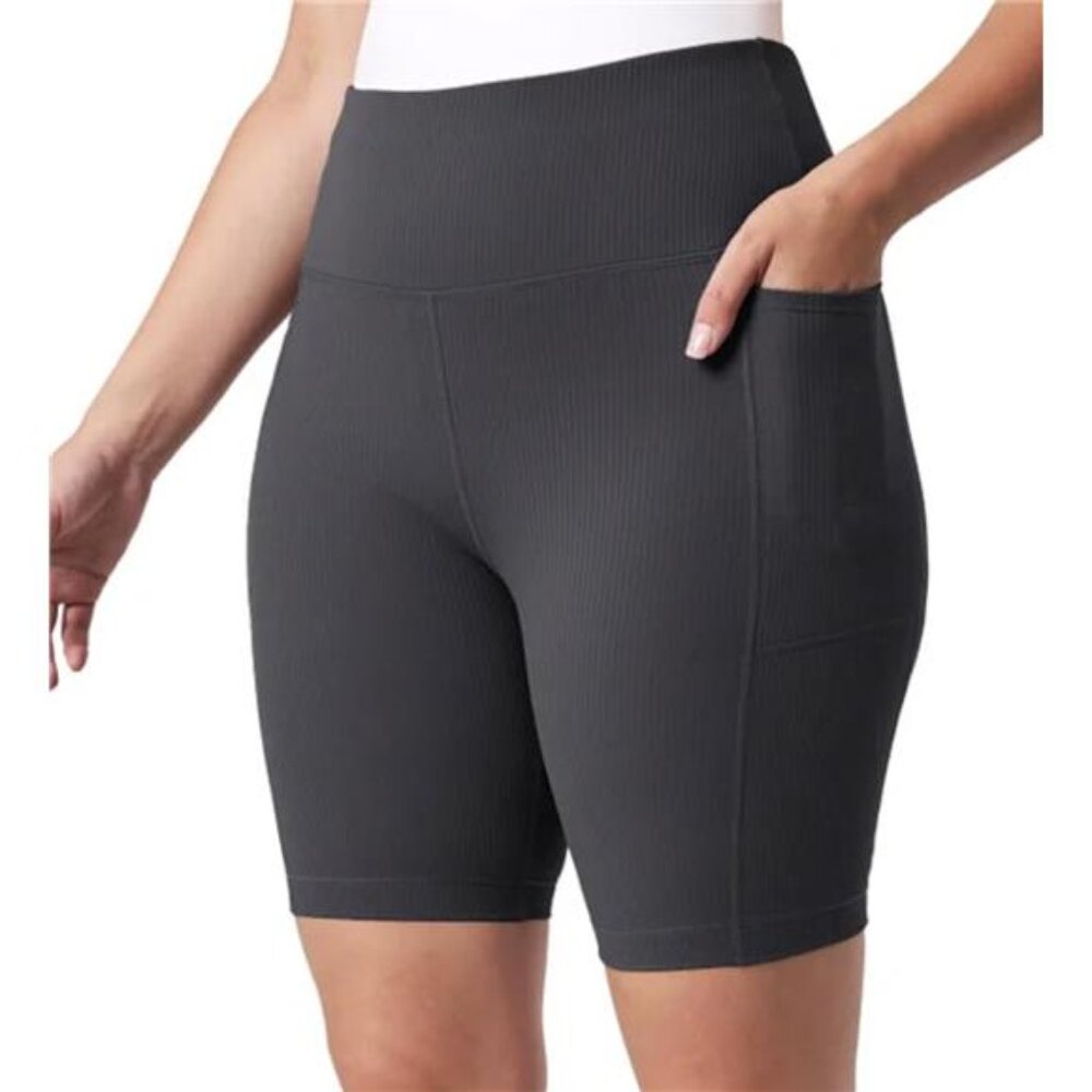 Mondetta Women's Active Moisture Wicking Ribbed Bike Short (Black, Small)